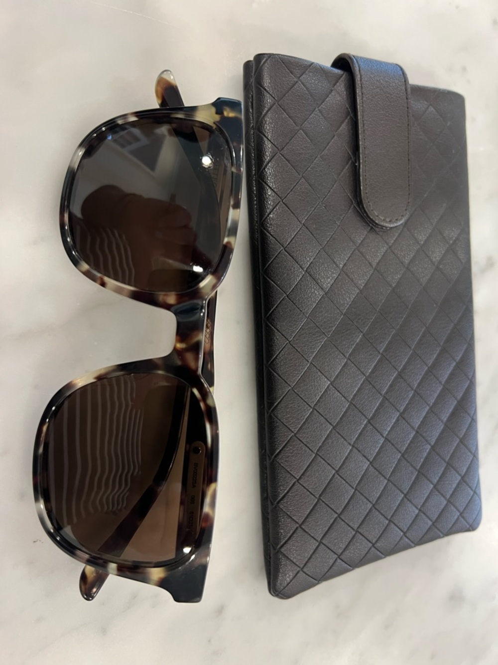 Bottega Veneta Tortoiseshell Frame Sunglasses with Black Case